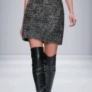 Anthropologie Hutch Skirt Black Silver Sequin Holiday Tinsel